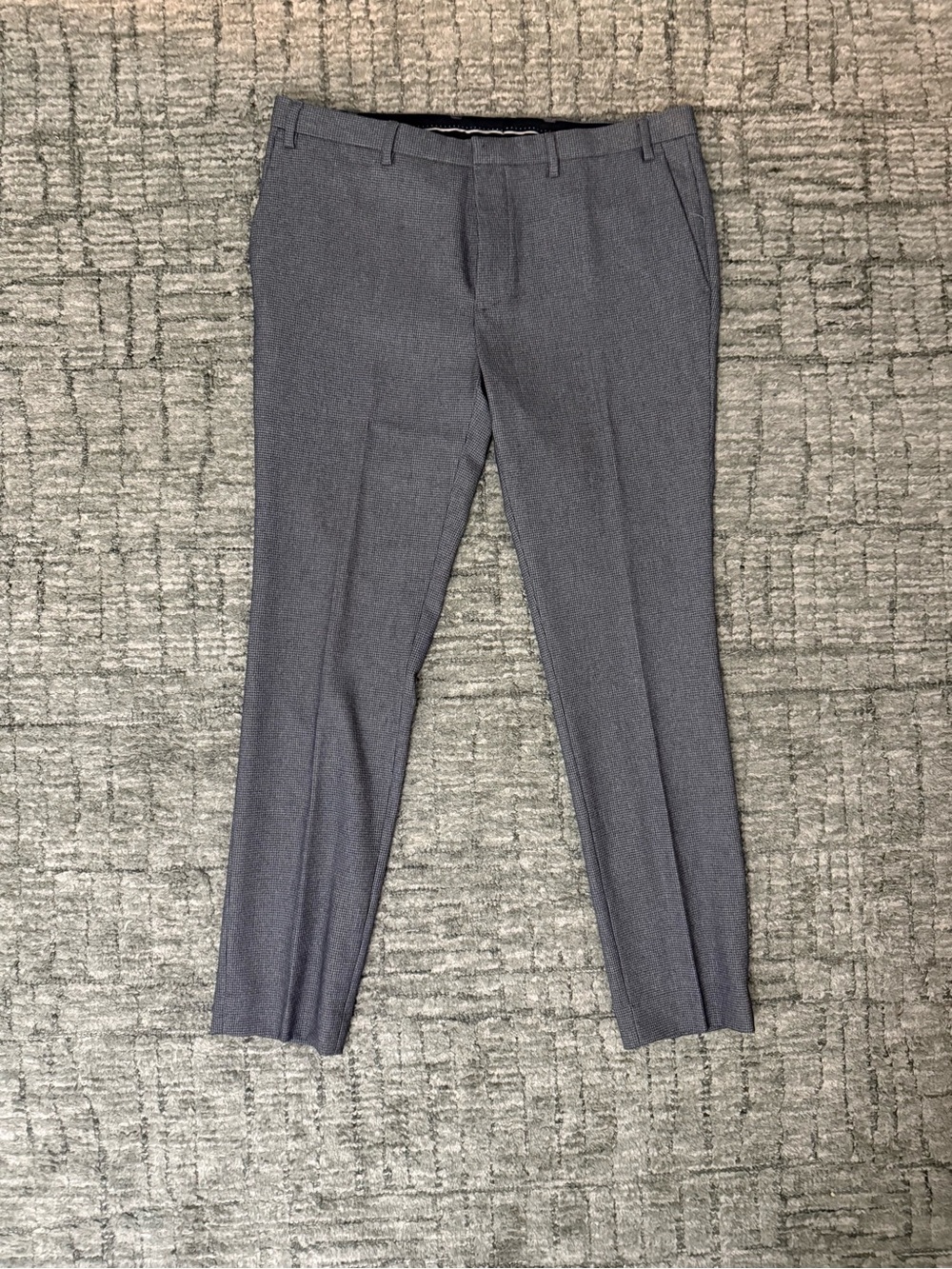Topman Navy Blue Dress Pants with Black Label Detail